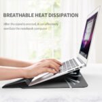 Brown 3-in-1 Laptop Sleeve with Built-In Stand & Wrist Rest - Waterproof PU Protective Case for 15/16 Inch Laptops, Portable and Ergonomic Design - Image 5