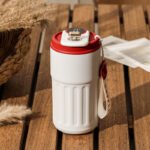 Red Smart Digital Insulated Coffee Mug with 316 Stainless Steel Inner Liner â€“ Vacuum-Sealed Travel Tumbler with Temperature Display, USB-C Rechargeable, Leak-Proof Lid for Hot and Cold Beverages