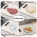 Navy blue 24-Inch Electric Warming Tray with 3-Temperature Settings - Graphene Heating Mat for Keeping Food Warm, Thawing Meat, Dough Fermentation, and Facial Mask Warming - Image 3