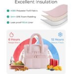 Black Double-Layer Insulated Lunch Bag â€“ Quilted Design with Top and Bottom Compartments, Shoulder Strap, and Smooth Two-Way Zippers - Image 3