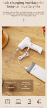 Compact Electric Handheld Egg Whisk Multi-Function Automatic Cream Whipper and Food Mixer J-7 White Single Head 1-Speed - Image 4