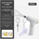 Electric Handheld Egg Whisk and Cream Whipper Set with Egg White Separator J-8 White Dual-Head Automatic Mixer Kit