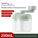 Manual Garlic Chopper & Food Processor 250ml Portable 3-Speed Hand-Crank Mincer â€“ Green Large Capacity Edition