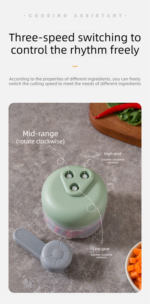 Manual Garlic Chopper & Food Processor 250ml Portable 3-Speed Hand-Crank Mincer â€“ Green Large Capacity Edition - Image 2