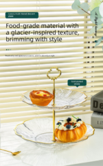 3-Tier Modern Fruit & Snack Stand â€“ Green Reinforced Tiered Platter with Durable Iron Art Support for Home, Reception, and Office - Image 2