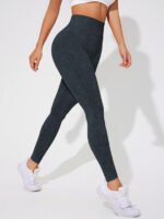 2 PCS Women's High Waisted Seamless Yoga Leggings Washed Black and Light Grey Activewear Tights Size M - Image 2