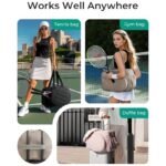 42L Khaki Tennis & Pickleball Expandable Tote Bag wIth Shoe-Zone & Bottle Side Pocket - Waterproof Gym Bag for Racquets & Paddles - Image 5