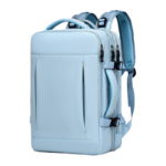 Blue Expandable Travel Laptop Backpack with USB Charging Port - Waterproof Nylon Business Bag with 11cm Depth Extension (45x32cm)