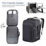 Grey Expandable 17-Inch Laptop Travel Backpack with USB Port - Durable TSA Friendly Carry-on Luggage Bag - Image 3