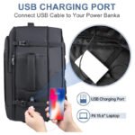 Grey Expandable 17-Inch Laptop Travel Backpack with USB Port - Durable TSA Friendly Carry-on Luggage Bag - Image 4