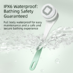 Grey Electric 360°Rotating Shower Brush with Long Handle for Back Scrubbing(43CM) - IPX7 Waterproof & Premium Silicone & PA Bristles - Image 3