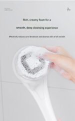 Grey Electric 360°Rotating Shower Brush with Long Handle for Back Scrubbing(43CM) - IPX7 Waterproof & Premium Silicone & PA Bristles - Image 5