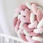 White & Pink 2M Nordic 3-Strand Hand-Braided Knot Long Pillow - Soft Plush Sofa Cushion, Room Decor for Bedroom & Living Room