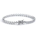 Sliver Bling Heart Tennis Bracelet for Women with Micro-Paved Heart Zirconia - Romantic Couple's Jewelry (8" Length)
