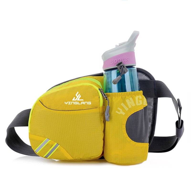 V888-ELOSUNG45224-202601271440-00 Yellow Lightweight Running Waist Pack with Stable Bottle Holder - Multi-Functional Nylon Sports Fanny Pack for Marathon, Hiking, Cycling & Climbing - Image 1