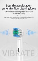 Black Rotating Round Head Electric Toothbrush Kit with 8 Heads & Case - 3D Oscillating Mechanical Cleaning for Deep Plaque Removal - Image 3