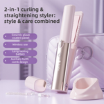 Pink 2-in-1 Wireless Hair Styler with 4 Temperature Settings, Dual Anti-Scalding & Cap - 3D Ceramic Heating Brush with Essential Oil Coating - Image 2