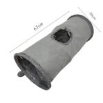 30X67CM Grey Durable Suede Foldable Cat Tunnel - Interactive Multi-Sensory Play Tube with Crinkle Paper & Plush Interior, plush ball and Steel Frame - Image 4
