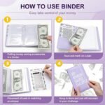Black 100 Days Envelope Savings Challenge with 50 Clear Double-Sided Pages - Portable A6 Size for Budgeting & Financial Goals - Image 4