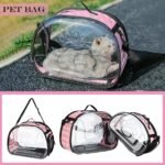 Beige Foldable Breathable Pet Carrier with Panoramic Window & Strap - EVA &  Lychee Leather Crossbody Travel Bag (L 42 x 33 x 28.5CM) - Image 2