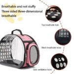 Beige Foldable Breathable Pet Carrier with Panoramic Window & Strap - EVA &  Lychee Leather Crossbody Travel Bag (L 42 x 33 x 28.5CM) - Image 3