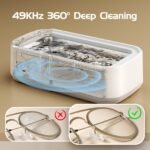 X82 White Ultrasonic Jewelry & Eyeglass Deep Cleaner with Cloth - LCD Digital Display & 5-Level Intelligent Timers and Large 650ml Stainless Steel Tank - Image 2