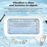 X82 White Ultrasonic Jewelry & Eyeglass Deep Cleaner with Cloth - LCD Digital Display & 5-Level Intelligent Timers and Large 650ml Stainless Steel Tank - Image 3