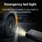 Wireless Rechargeable Tire Inflator with 4 Inflation Modes & 5 Inflatable Parts - Real-Time LCD Precision Gauge, Auto-Stop & Emergency LED Light(3-Cell) - Image 4