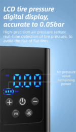 Wireless Rechargeable Tire Inflator with 4 Inflation Modes & 5 Inflatable Parts - Real-Time LCD Precision Gauge, Auto-Stop & Emergency LED Light(3-Cell) - Image 5