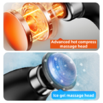 Black-Blue Foldable Percussion Massage Gun with Hot Cold Compress & 10 Heads - 9 Speed Levels and High Frequency Vibration Full Body Muscle Relaxer - Image 3