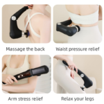 Black-Sliver Foldable Percussion Massage Gun with Hot Cold Compress & 10 Heads - 9 Speed Levels and High Frequency Vibration Full Body Muscle Relaxer - Image 7
