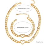 Style 5 Trendy Gold-Plated Heart Necklace & Bracelet Set - Tarnish Free Titanium Steel Cuban Link Jewelry for Fashionable Women - Image 2