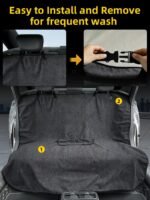 Grey Waterproof Towel Car Back Seat Cover - Universal Non-Slip Sweat-Absorbent Bucket Seat Protector for Gym Fitness and Beach - Image 4
