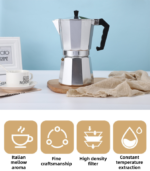 600ML Premium Octagonal High Pressure Moka Pot - Classic Italian Aluminum Coffee Maker for Rich Espresso Flavor - Image 2