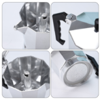 600ML Premium Octagonal High Pressure Moka Pot - Classic Italian Aluminum Coffee Maker for Rich Espresso Flavor - Image 3