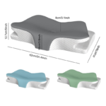 Green Breathable Butterfly Contoured Memory Foam Pillow - Dual-Height Orthopedic Neck Pillow with 5-Zone Cervical Support - Image 6