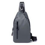 Grey Water / Wrinkle-Resistant Nylon Men's Tactical Chest Bag with USB Charging Port - 4 Layer Large Capacity Crossbody Pack