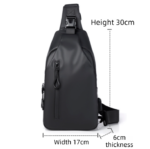 Grey Water / Wrinkle-Resistant Nylon Men's Tactical Chest Bag with USB Charging Port - 4 Layer Large Capacity Crossbody Pack - Image 5