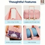 Pink High-Capacity Yoga Gym Duffel Set with Bonus Bottle Phone Pouch, Separate Shoe Compartment & Yoga Mat Strap - Image 2