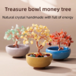 Natural Yellow Crystal Money Tree with Fortune Basin & Adjustable Wire Branches - Desktop Feng Shui Decor for Wealth and Prosperity - Image 2