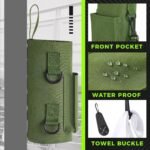 Green Magnetic Gym Water Bottle Pouch & Towel Clip with 6 High-Strength Magnets and Adjustable Strap - Fits 18oz to 40oz - Image 2