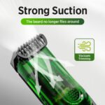 Green Beard & Hair Trimmer with Strong Vacuum Suction and Digital Display - Waterproof Rechargable Electric Clipper - Image 2
