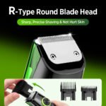 Green Beard & Hair Trimmer with Strong Vacuum Suction and Digital Display - Waterproof Rechargable Electric Clipper - Image 3