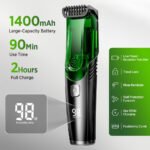 Green Beard & Hair Trimmer with Strong Vacuum Suction and Digital Display - Waterproof Rechargable Electric Clipper - Image 5