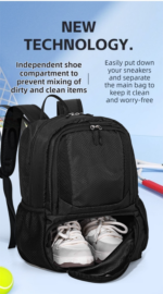 24L High-Capacity Dark Blue Basketball Backpack with Shoe Compartment & Dedicated Ball Zone - Waterproof & Durable Oxford Training Bag - Image 3