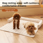 Black Pet Sofa Protector & Calming Bolster Bed with Long Plush - 75x75CM Thickened Non Slip Furniture Cover for Cats & Dogs - Image 2