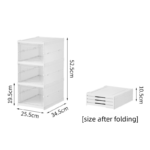 Transparent Brown 3-Layer Foldable Shoe Storage Tower with Transparent Display Panel & Back Ventilation - One-Pull Instant Setup Stackable Box (25.5x34.5x52.5CM) - Image 2