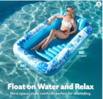 180x118CM Gold Deluxe Inflatable Suntan Tub & Floating Pool Lounger with Dual Integrated Cup Holders and Pillow - Portable Sunbathing Pool for Lawn & Water - Image 2