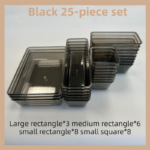 25PCS Black Transparent Stackable Organizer Set - 4-Size Versatile Desktop & Drawer Divider
