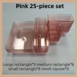 25PCS Pink Transparent Stackable Organizer Set - 4-Size Versatile Desktop & Drawer Divider